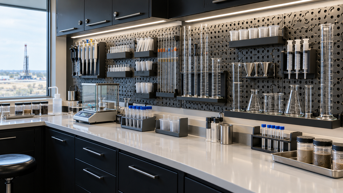 Mud Lab workflow: Labs & studios concept with Multiboard panels and custom fitted storage. Concept visualization.