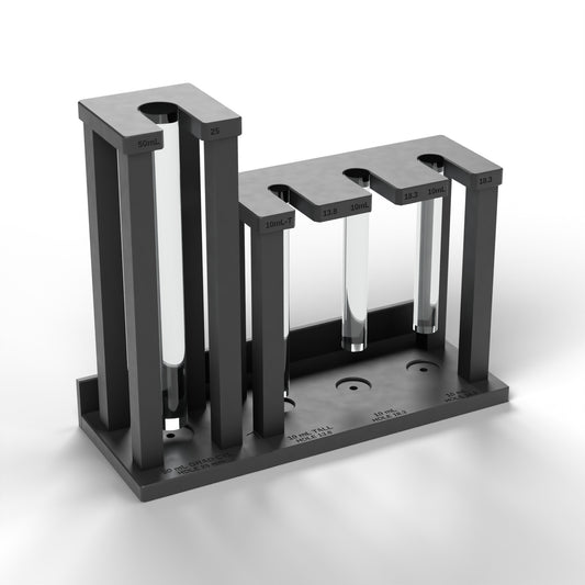 Graduated cylinder drying rack: tall and low towers holding cylinders mouth-down to drain (cylinders not included)